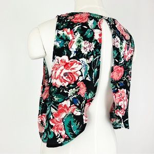 NWOT Open Back Botanical Crop Top in Black | Size S